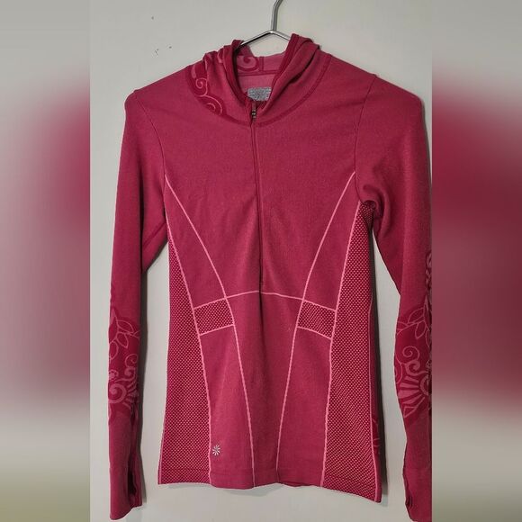Athleta Hoodie, Medium 1/2 Zip Pullover Seamless Twist Fitted Thumbholes - Picture 2 of 4